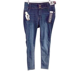 Girls 15 Dark Blue Jeans Skinny Stretchy High Rise NEW